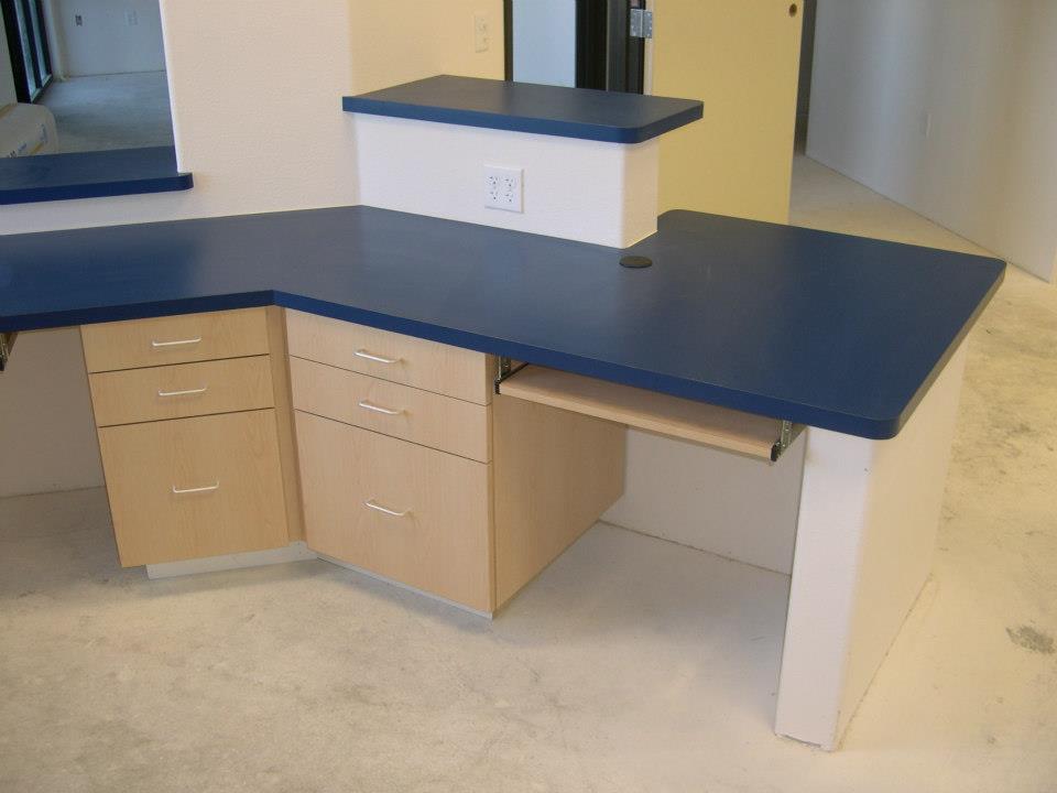 Custom Desks with laminate counters and custom cabinets
